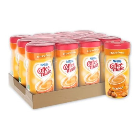 Nestle Coffee mate Non-Dairy Powdered Creamer, Hazelnut, 15 oz Canister, 12/Carton 12345